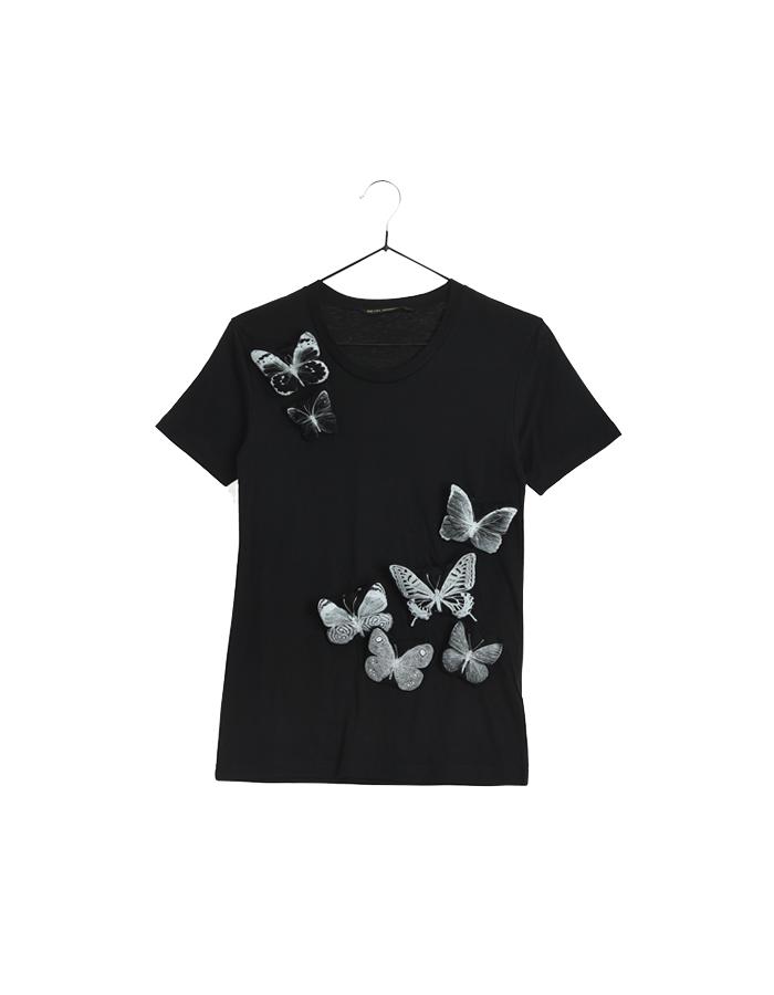 METAL ADDICTION 나비 클립 폼폼 티셔츠/WOMAN S